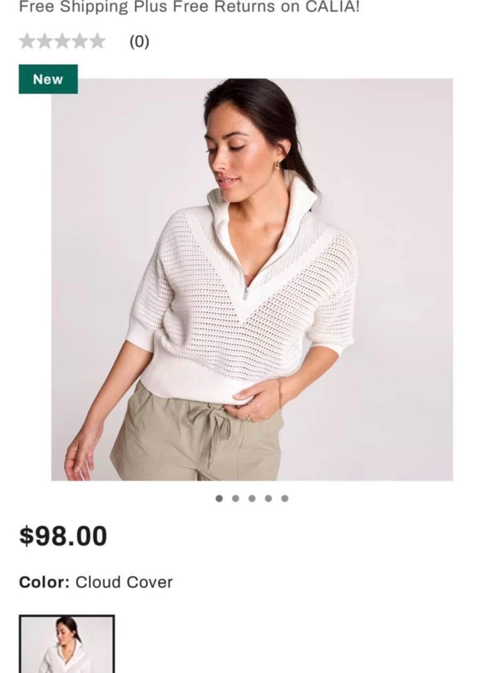 CALIA by Carrie Underwood Cloud Cover Open-Knit Half-Zip Sweater